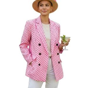 Vineyard Vines Polka Dot Double-Breasted Blazer Pink Black Medium NWT